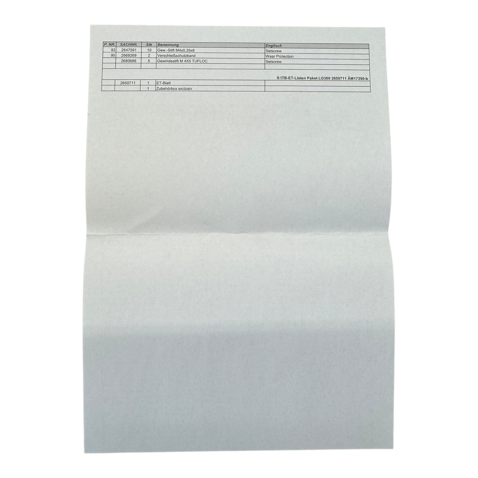 LG300 Spare Parts Kit