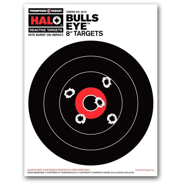 HALO Bullseye 8" Reactive Shooting Targets - 8.5"X11" - 10 Pack (4610) (TMP-TR-009)