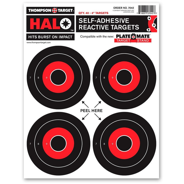 HALO Self-Adhesive 4-4" Bullseyes 8.5"X11" Reactive Targets - 10 Pack (7042) (TMP-TR-011)